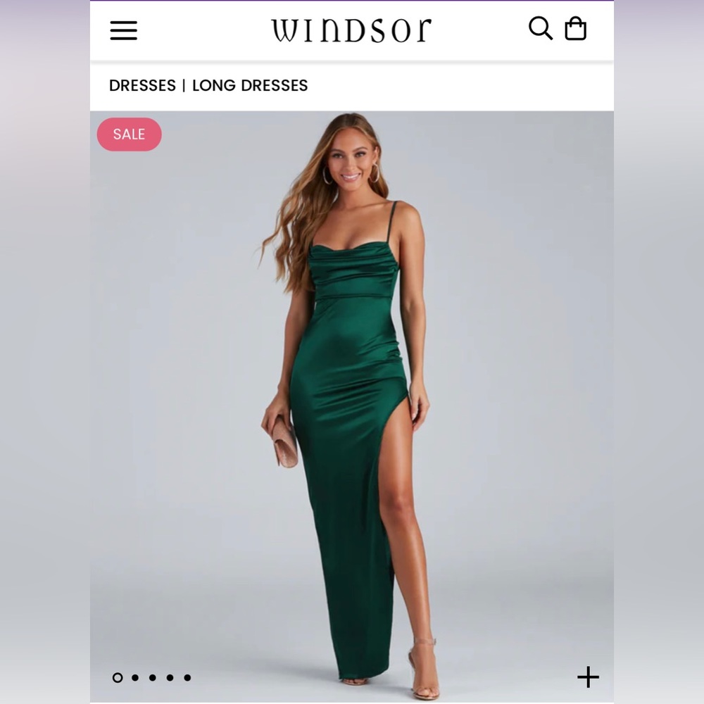 small windsor high slit green maxi dress